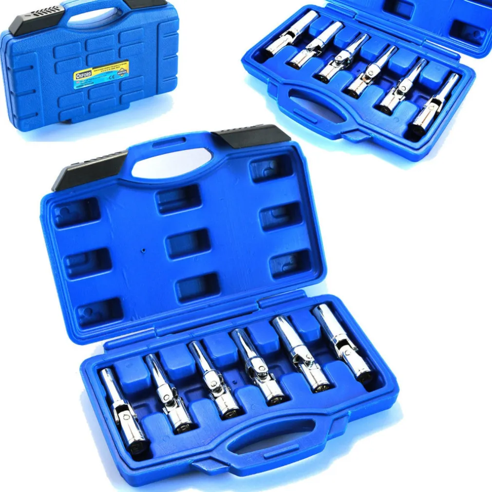 SET KIT 6 CHIAVI BUSSOLA SNODATE PER CANDELETTE AUTO DIESEL DA 8 A 16MM 3/8"