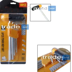 SET KIT 9 CHIAVI ESAGONALI HEX LUNGHE AD ELLE MANICO MANDRINO FORATO DA T1 T50