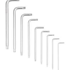 SET KIT 9 CHIAVINI TORX FORATI T10-T50 ANGOLATE STELLA BRUGOLA CHROMO VANADIO