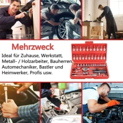 SET KIT 46 PEZZI CHIAVI A BUSSOLA CON CRICCHETTO 1/4