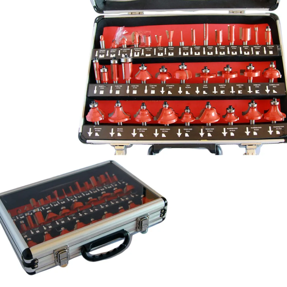 SET KIT 35 PEZZI FRESE PER LEGNO PER PANTOGRAFO IN VALIGETTA DI ALLUMINIO 8mm