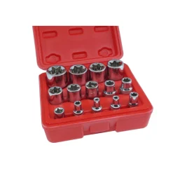 SET KIT 14 PZ CHIAVI A BUSSOLE TORX IN LEGA DA 4 A 24 MM ATTACCO 1/2" 1/4" 3/8"