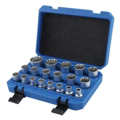 SET KIT 19 PZ CHIAVI A BUSSOLE TORX IN LEGA DA 8 A 32 MM ATTACCO 1/2" 1/4" 3/8"