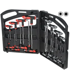 SET KIT 16 PZ CHIAVI CHIAVE A T ESAGONALI E TORX LUNGHE VALIGETTA PROFESSIONALI