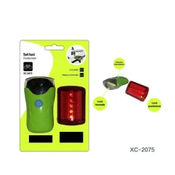 SET LUCI LED A BATTERIA ANTERIORE POSTERIORE PER BICI ATTACCO UNIVERSALE XC-2075