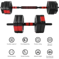 SET MANUBRI BILANCIERE CON BIELLA REGOLABILI 10KG ALLENAMENTO CORPO PALESTRA CASA