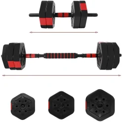 SET MANUBRI BILANCIERE CON BIELLA REGOLABILI 10KG ALLENAMENTO CORPO PALESTRA CASA