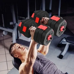 SET MANUBRI BILANCIERE CON BIELLA REGOLABILI 20KG ALLENAMENTO CORPO PALESTRA CASA