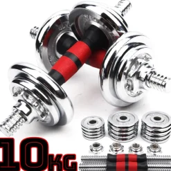 SET MANUBRI COMPONIBILI PESI REGOLABILI PALESTRA DUMBBELL IN ACCIAIO 10KG TOTALE