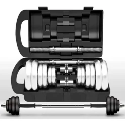 SET MANUBRI REGOLABILI DUMBBELL 30KG MANUBRIO ELETTROLITICO BILANCIERE PALESTRA