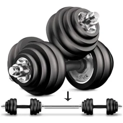 SET MANUBRI REGOLABILI DUMBBELL 30KG MANUBRIO ELETTROLITICO BILANCIERE PALESTRA