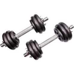 SET MANUBRI REGOLABILI GHISA DA 15 KG PER BODYBUILDING FITNESS SOLLEVAMENTO PESI