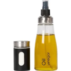 SET MENAGE CONTENITORI IN VETRO ACCIAIO 4 PEZZI CON STAND ACCESSORI PER CUCINA