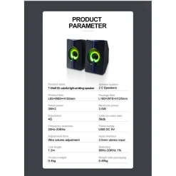 SET MINI ALTOPARLANTI SPEAKERS PER BASSO PER COMPUTER LUCI LED COLORATE Q-T124