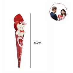 SET ORSETTO BIANCO PELUCHE CON FIORE LOVE 40 CM IDEA REGALO SAN VALENTINO 63292