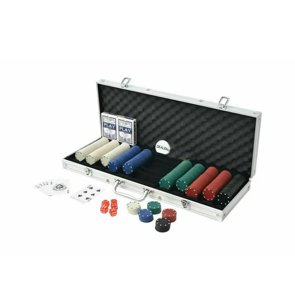 SET POKER 500 FICHES CHIPS 2 MAZZI CARTE GETTONE DEAL KIT TEXAS HOLDEM