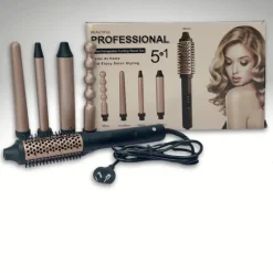 SET PROFESSIONALE 5IN1 ARRICCIACAPELLI SPAZZOLA RICCI ACCESSORI INTERCAMBIABILI STYLING