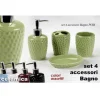 SET 4PZ ACCESSORI BAGNO DOSATORE PORTA SAPONE SPAZZOLINO IN CERAMICA POIS 616280