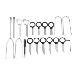 SET 20PZ ACCESSORI PINZE GANCI PER RIMOZIONE STEREO AUTORADIO AUTO CAMPER
