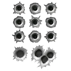 SET 3PZ ADESIVI FORI DI PROIETTILE GRIGIO SCURO PER AUTO MOTO NOTEBOOK SMARTPHONE