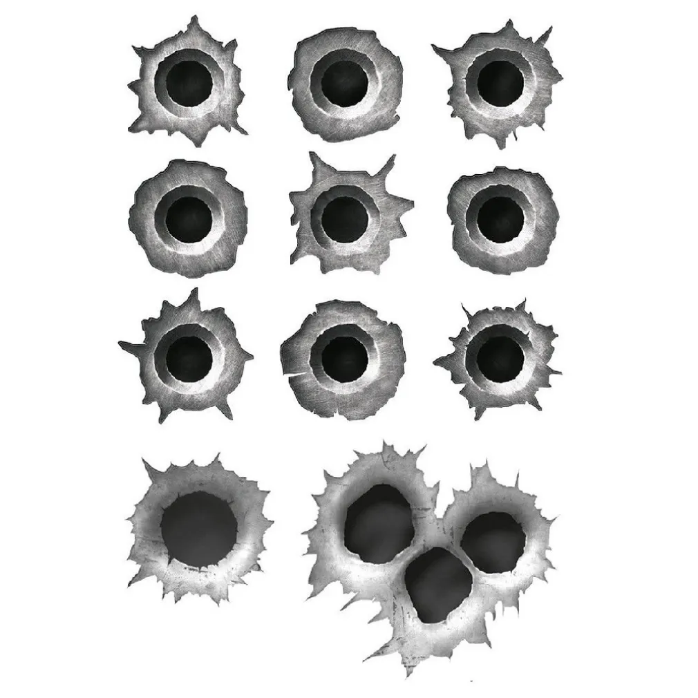 SET 3PZ ADESIVI FORI DI PROIETTILE GRIGIO SCURO PER AUTO MOTO NOTEBOOK SMARTPHONE