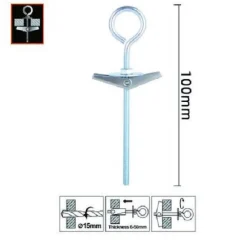 SET 2PZ ANCORA FARFALLA CON OCCHIOLO CHIUSO ACCIAIO DADO RONDELLA M5X100MM 57233