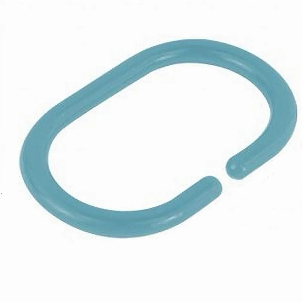 SET 12PZ ANELLI GANCI PER TENDA DA DOCCIA BOX BAGNO IN PLASTICA PP AZZURRO 87245