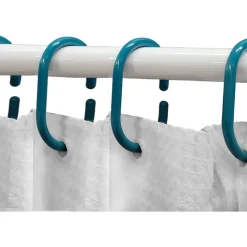 SET 12PZ ANELLI GANCI PER TENDA DA DOCCIA BOX BAGNO IN PLASTICA PP AZZURRO 87245