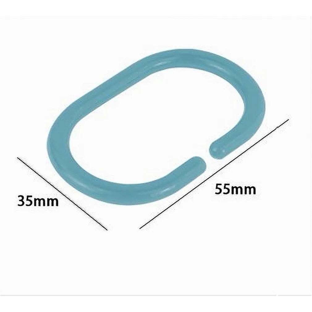 SET 12PZ ANELLI GANCI PER TENDA DA DOCCIA BOX BAGNO IN PLASTICA PP AZZURRO 87245