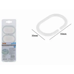 SET 12PZ ANELLI GANCIO PER TENDA DA DOCCIA BOX BAGNO IN PLASTICA PP BIANCO 87237