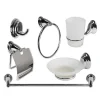 SET 6PZ BAGNO ACCIAIO CROMATO VETRO SATINATO ARREDO CASA SAPONE SPAZZOLINI 69985