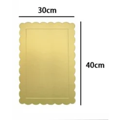SET 2PZ BASE PER TORTA RETTANGOLARE PIATTO SOTTOTORTA DORATO 30X40CM CON BORDINO 31157