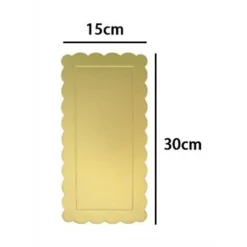 SET 3PZ BASE PER TORTA RETTANGOLARE PIATTO SOTTOTORTA DORATO 15X30CM CON BORDINO 31155
