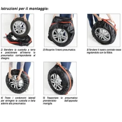 SET 4PZ BORSA CUSTODIA PROTEZIONE PNEUMATICI AUTO COVER STORAGE GOMME RUOTE 65CM