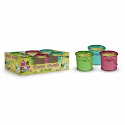 SET 6PZ CANDELA PROFUMATA ALLA CITRONELLA VASETTO IN METALLO REPELLENTE ZANZARE 032626