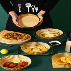 SET 100PZ CARTA PERGAMENA FODERA PER FRIGGITRICE AD ARIA USA E GETTA 16 X 4,5 CM