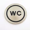 SET 2PZ CARTELLI CARTELLO TONDO ADESIVO METALLO SCRITTA WC PORTA BAGNO TARGA 6.5CM