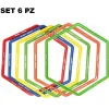 SET 6PZ CERCHI PIATTI ALLENAMENTO AGILITÀ ESAGONALE PER CALCIO FITNESS DA 50CM