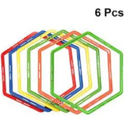 SET 6PZ CERCHI PIATTI ALLENAMENTO AGILITÀ ESAGONALE PER CALCIO FITNESS DA 50CM