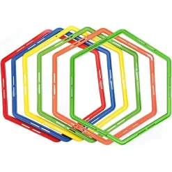 SET 6PZ CERCHI PIATTI ALLENAMENTO AGILITÀ ESAGONALE PER CALCIO FITNESS DA 50CM