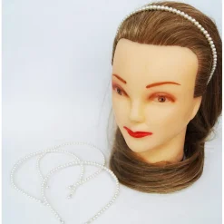 SET 2PZ CERCHIETTO FRONTINO PERLE PERLINE PICCOLE FERMACAPELLI PLASTICA ACCESSORI