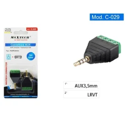 SET 2PZ CONNETTORE AUX 3,5 MM A 4 POLI PIN TERMINALE A VITE STEREO AUDIO C-029