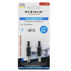 SET 2PZ CONNETTORE SPINA ALIMENTAZIONE DC 2,1X5,5MM DRITTO PER TELECAMERA C-073