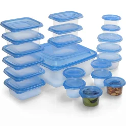 SET 21PZ CONTENITORI CON COPERCHI PER ALIMENTI IN PLASTICA TRASPARENTI IMPILABILI MICROONDE