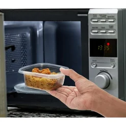 SET 21PZ CONTENITORI CON COPERCHI PER ALIMENTI IN PLASTICA TRASPARENTI IMPILABILI MICROONDE