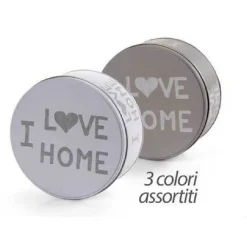 SET 3PZ CONTENITORI IN LATTA BARATTOLO CUCINA TONDO ASSORTITI I LOVE HOME 710513