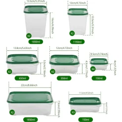 SET 17PZ CONTENITORI PER ALIMENTI CON COPERCHIO IMPILABILI TRASPARENTI MICROONDE