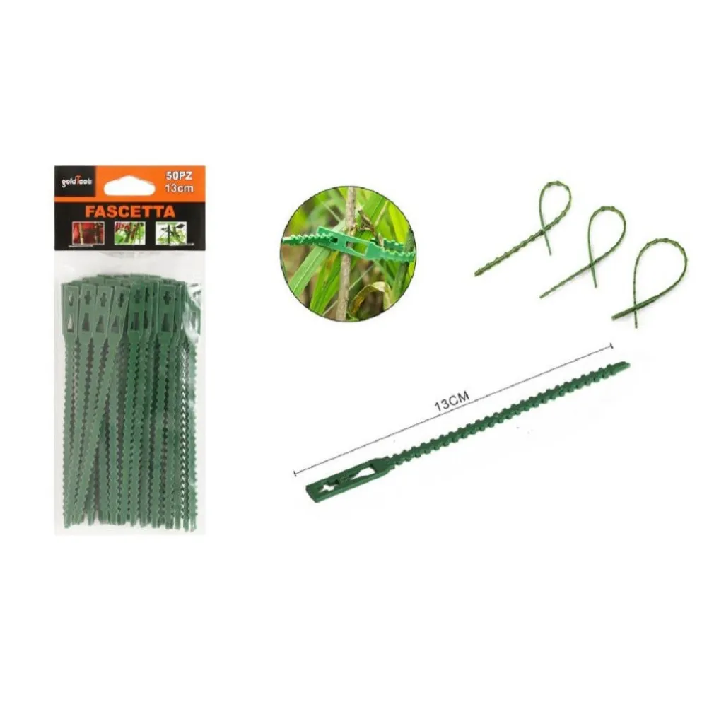 SET 50PZ FASCETTE BORDI SEGHETTATI FASCETTA PER PIANTE DA 13 CM REGOLABILI 56871