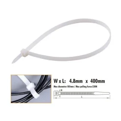 SET 20PZ FASCETTE CAVI CAVO BIANCO STRINGENTI IN PLASTICA NYLON 4.8X400 MM 92370