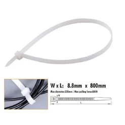 SET 10PZ FASCETTE CAVI CAVO BIANCO STRINGENTI IN PLASTICA NYLON 8.8X800 MM 92377